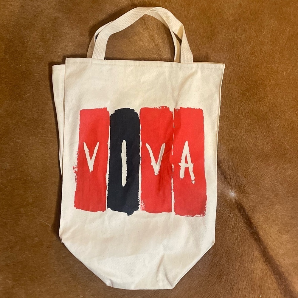 Cream off white Coldplay canvas tote bag with 2008 Viva La Vida tour branding
